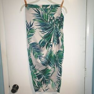 Tropical Print Wrap Skirt
